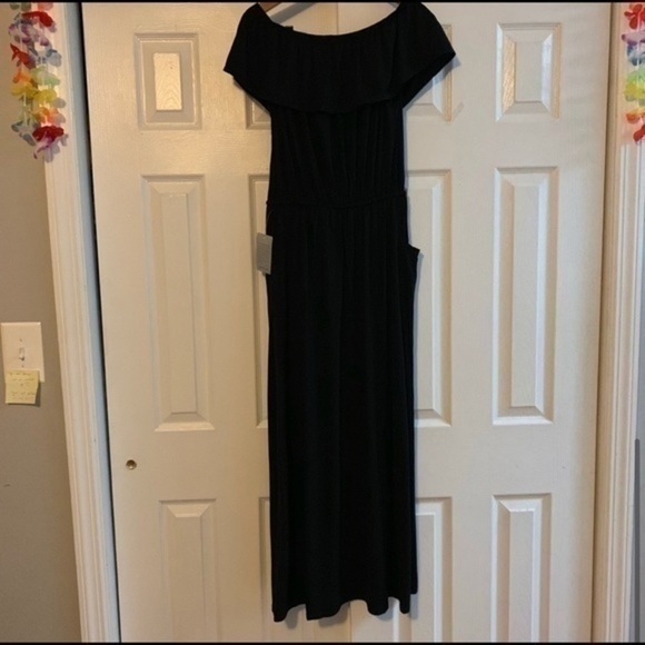 Max Studio Off the Shoulder Black Maxi Dress Small - Picture 7 of 8
